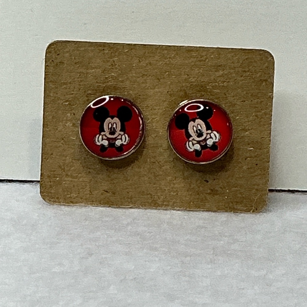LV Black Plastic Padlock Mickey Mouse Earrings Set - Picture 4 of 4